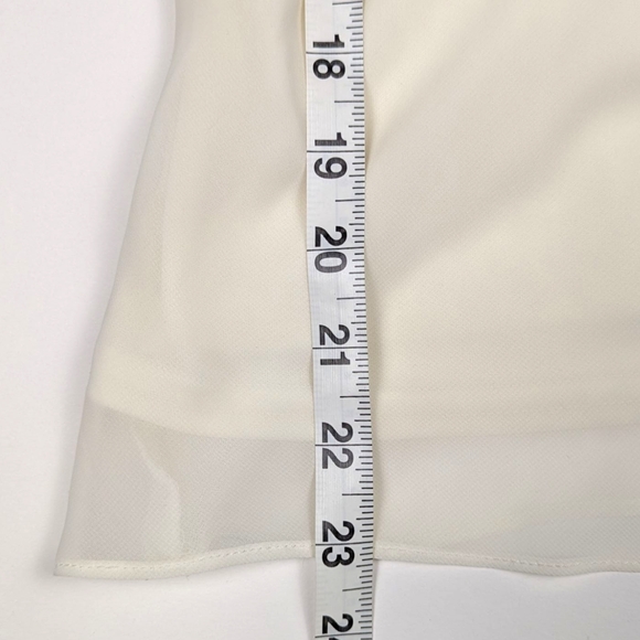 MSK Blouse Off-Shoulder Chiffon Top Cream Silver Tone Flower Brooch Womens Large - Picture 12 of 12